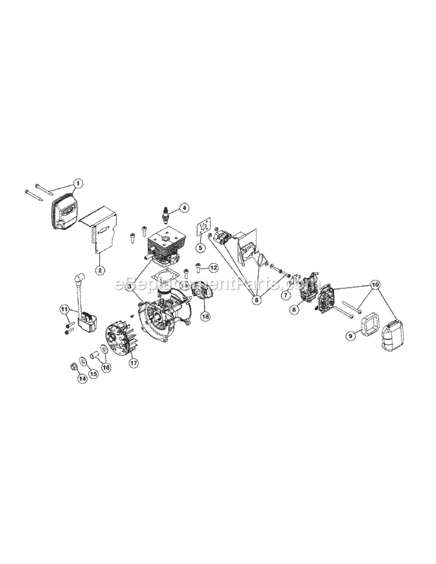 Engine Assembly Diagram and Parts List for BP226 41AR2BPG950 Cub Cadet Leaf Blower / Vacuum